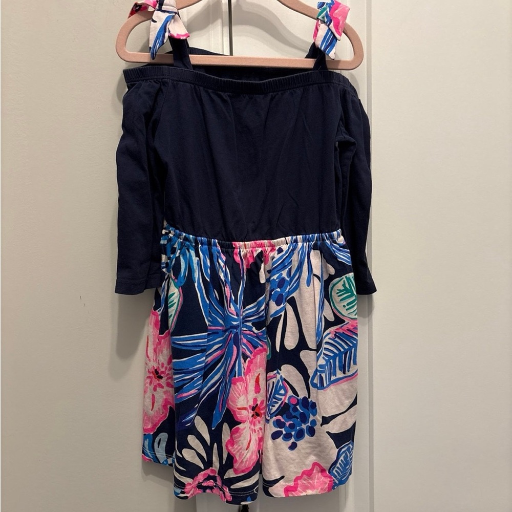 Lilly Pulitzer Navy Top with Pink and Blue Floral Girls Dress